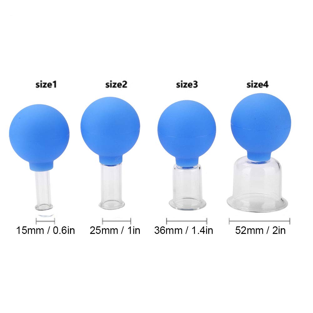 FOOJo 4pcs / Box Vakuum-Schröpftherapie-Sets, Silikonglas-Körpermassage-Schröpfbecher zur Schmerzlinderung bei Müdigkeit, Anti-Cellulite-Saugkörper-Entspannungsmassagegerät
