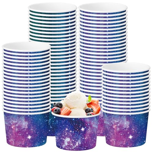 Image of Funnymoom 50 Pack Space Galaxy Party Supplies Galaxy Ice Cream Cups 9 oz Outer Space Disposable Dessert Bowls Paper Soup Bowls Starry Night Snack Cups for Hot or Cold Food for Kids Birthday Party