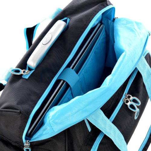 Olympia Deluxe Fashion Rolling Overnighter, Black/Blue, One Size