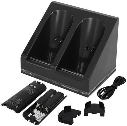 OSTENT Charger Dock Station + 2 Battery Packs for Nintendo Wii Remote Controller Color Black