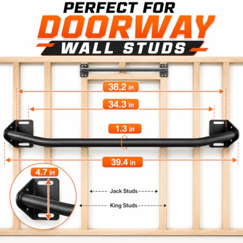 Pull Up Bar Wall Mounted-Heavy Duty Joist Mounted Pull Up Bar-Premium Strength Training Pull-Up Bars-Fast and Easy Installation for Home and Garage Use,Supports up to 600 Lbs - Image 3