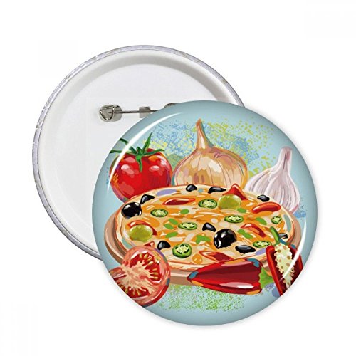 Badge bouton rond Italie pizza tomate décoration vêtement