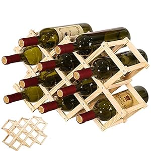 QUCUMER Casier à vin en Bois Pliable 10 Bouteilles de Stockage Support de vin Support de Bouteille Support de Boisson Pliable en Bois Support de Bouteille de vin en Bois Support de Bouteille Rustique