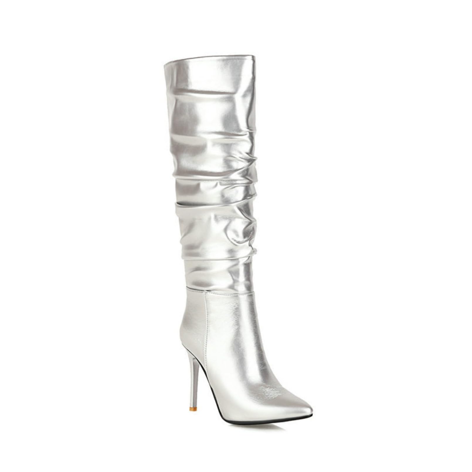 Mujer Botas Largas De Tacón Puntiagudo Tacón Stiletto Botas Encima De La Rodilla Pull-On Botas De Motocicleta Botas De Montar Cuero Botas De Combate Caminar Caballero