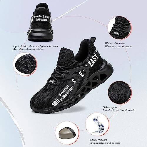 Steel Toe Sneakers for Women Lightweight Non-Slip Fashion Hiking Shoes Smash and Puncture Resistant Work Safety Shoes3
