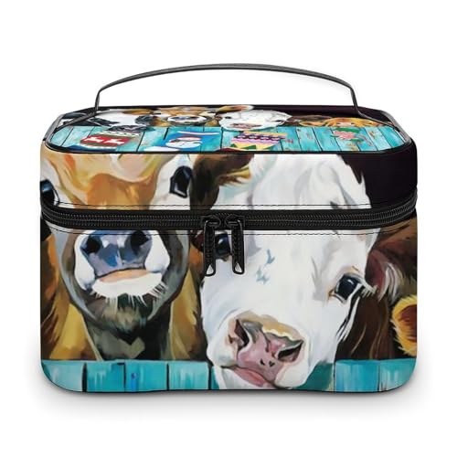 メイクボックス コスメ収納 大容量 クリスマス 北欧 かわいい 牛柄 化粧ポーチ 化粧品入れ メイク収納ケース 軽量 持ち運び アクセサリー 小物入れ おしゃれ 旅行 出張用 プレゼント