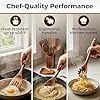 Wooden Utensil Set 8 Pcs – Sturdy & Easy to Clean, Natural Teak Wooden Spoons for Cooking – Non-Scratch Cooking Utensils with Spatula, Turner, Ladle, Spoons, Skimmer, Holder, Spoon Rest & 6 Hooks #4