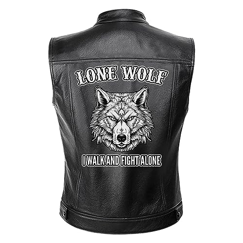Lone Wolf No Club White Wolf Calm Face Personalized Men PU Leather Coat Motorcycle2