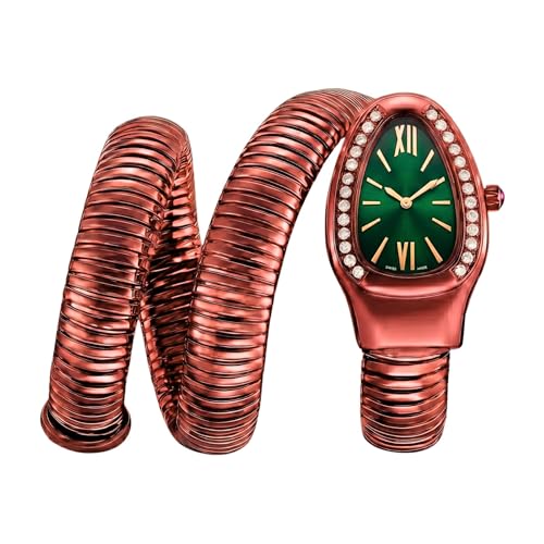 Image of Serpentine Snake Watch for Woman with Spiral Bracelet, Dial Watch for Woman with Quartz, Stylish Analog Waterproof Serpenti Watches Women