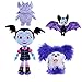 JMHomeDecor 4 Pezzi 25 Cm Peluche Vampirina The Vamp Bat Girl And The Dog Purple Farcito Peluche Bambola Giocattolo per Bambini Ragazze Regali di Natale