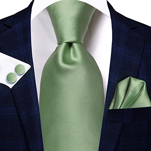 Image of Hi-Tie Men Ties Sets Silk Stripe Paisley Necktie Pocket Square Cufflinks for Business Wedding
