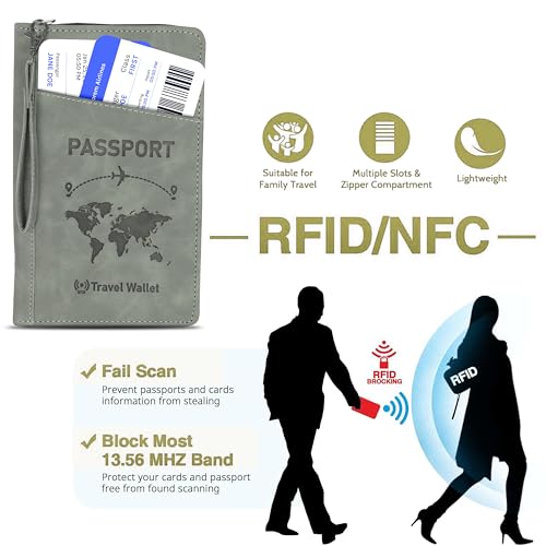 Image of Storite RFID Blocking PU Leather Travel Passport Holder, 1Pk | Cover Case, Travel Wallet, Document Organiser, Removable Hand Strap, For Men & Women