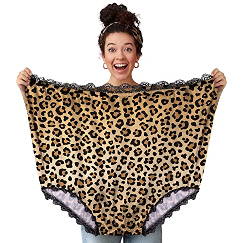 Granny Panties Lustige Gag Geschenke für Erwachsene Frauen Männer Hochzeit Party Braut Gala-Spiel Big Mama Unterwäsche Streich Riesen Mormon Unterwäsche, Lsleopard, Übergröße