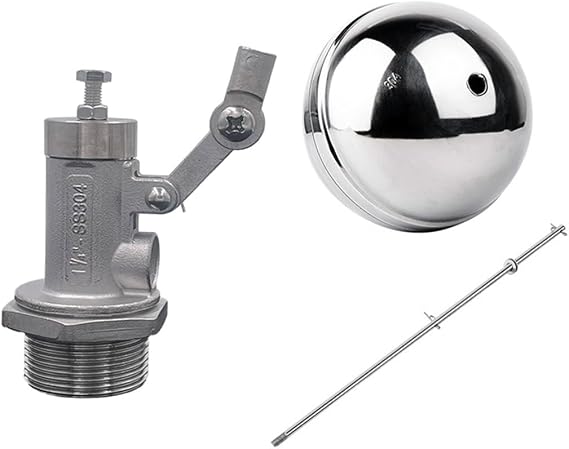 Stainless Steel Float Valve, 1pcs 1/2 3/4 1 1-1/4 1-1/2 2 304 Stainless Steel Double Adjustable Cover Float Valve, Water Tank Floating Ball Valve(2 Inch)