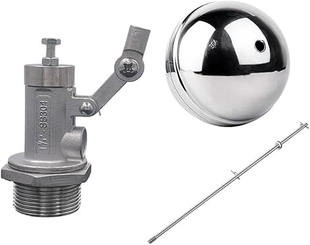 Stainless Steel Float Valve, 1pcs 1/2 3/4 1 1-1/4 1-1/2 2 304 Stainless Steel Double Adjustable Cover Float Valve, Water Tank Floating Ball Valve(2 Inch)