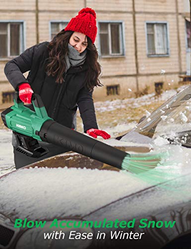 KIMO 400CFM  Cordless Leaf Blower -  Blowing off Snow on car