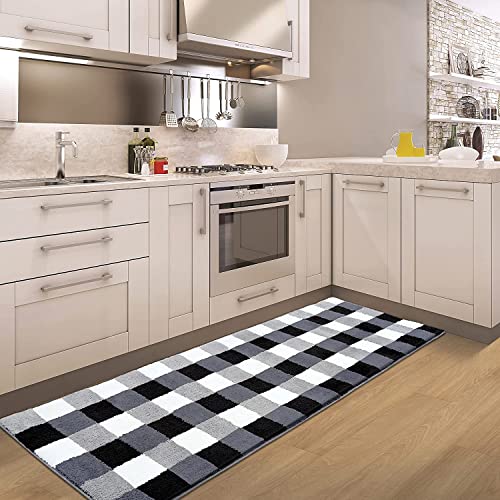 Earthall Bathroom Rug Mat, 24"X71", Buffalo Plaid Bath Mat Extra Soft Absorbent Premium Bath Rug, Non-Slip Comfortable Bath Mat, Machine Wash Dry, Carpet For Tub, Shower, Bath Room #TOP6