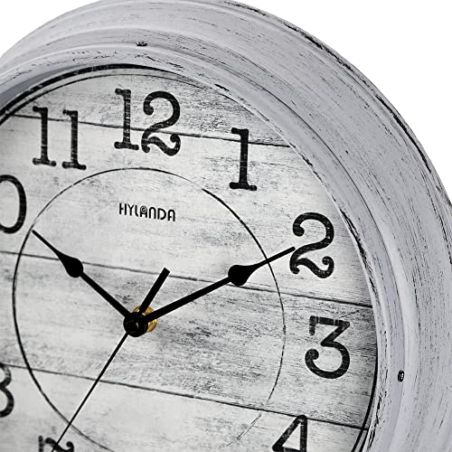 Hylanda 12 Inch Wall Clock, Retro Vintage Kitchen Decorative Wall Clock, Silent Wall Cocks Battery Operated Non Ticking With Large Numbers Easy To Read For Home Bathroom Office(Grey) #TOP5