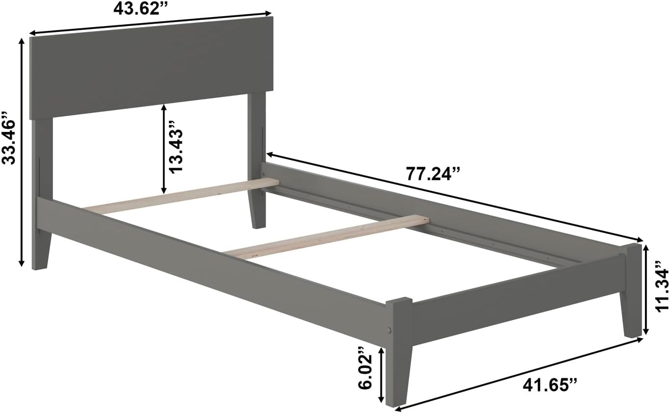 HomeStock Twin Foundation Bed in Grey