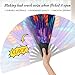 SYNTECSO Folding Hand Fan for Rave, UV Glow Fan, Large Bamboo Fan for Drag Queen, Women and Men Gift，Chinese Japanese Clack Fan for Parties, Music Festivals, EDM and Decoration