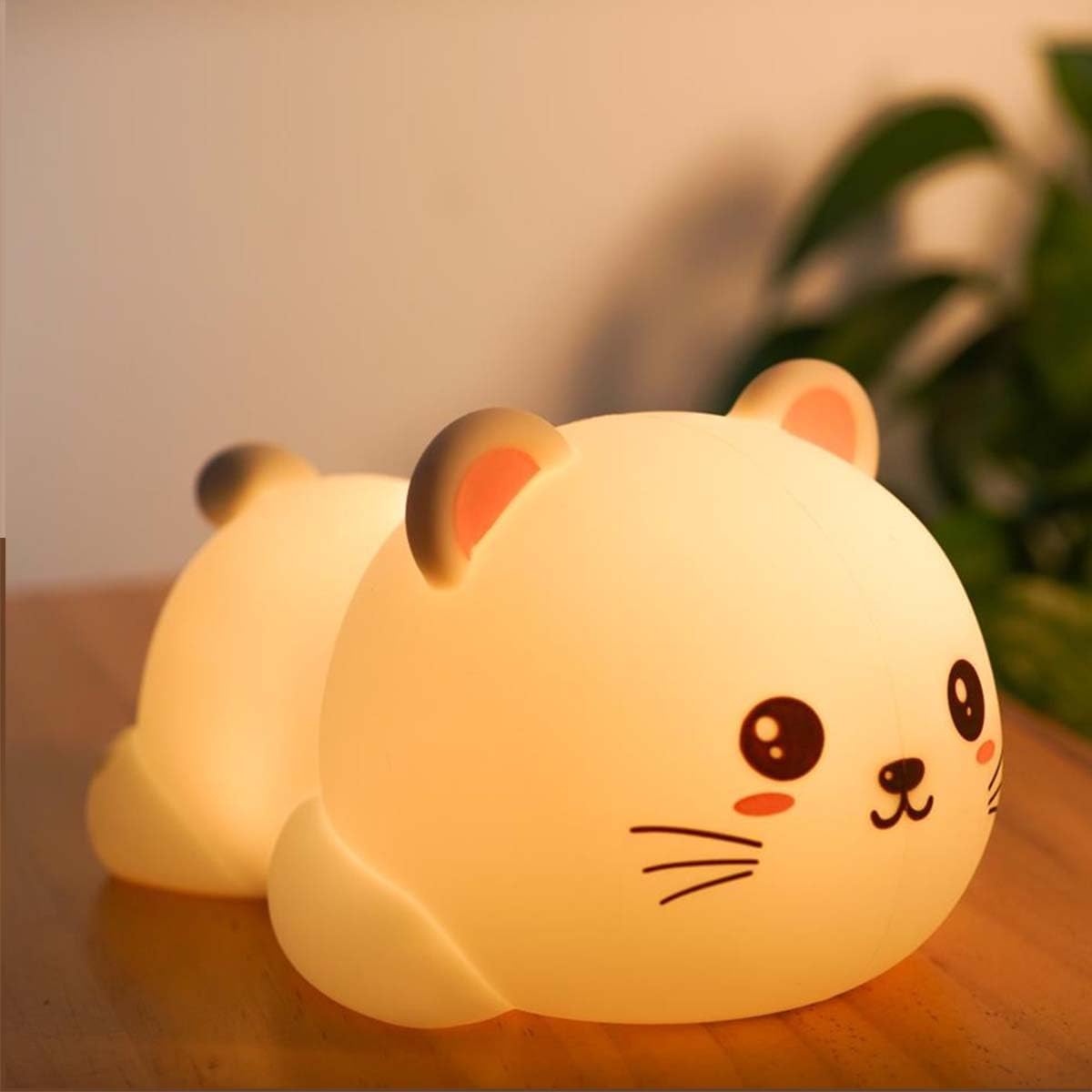 CYANLUX Night Light for Kids, Cute Silicone Nursery Cat Lamp for Baby and Toddler, Rechargeable Night Lamp Kawaii Bedside Lamp for Kids Boys Girls Bedroom (Cat)