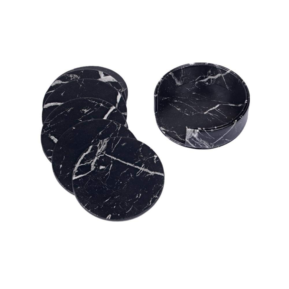Lklnkvl G Placemats, 6Pcs / Set Hot Stand Leather Coasters With Holder For Drinks Placemat Table Mat-B(G)