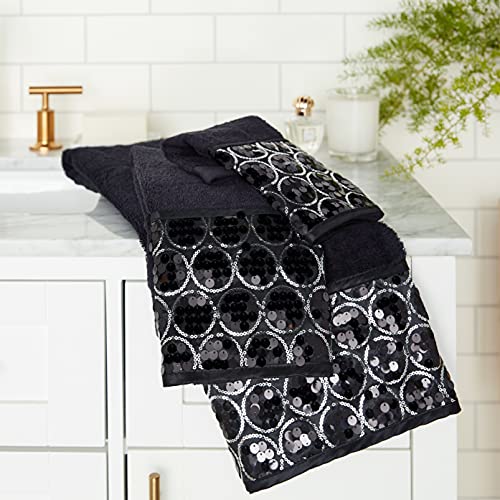 Popular Bath Sinatra Modern Bathroom Towel Set 3 Piece Towel Bath Towel, Hand Towel, Wash Towel And Bath Towel Luxury Contemporary Decor Bling Bath Towel Sets Soft, Plush And Highly Absorbent, Black #TOP4