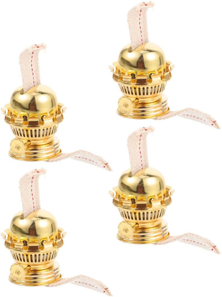 4pcs Kerosene Lamp Holder Oil Lamp Wicks Oil Lamp Burner Accessories Oil Lamp Chimney Holder Kerosene Lamp Globe Temple Oil Lamp Burner Replacement Replaceable Zinc Alloy Base