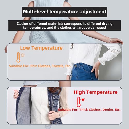 ALIEDA Verwarmde kledinglucht elektrisch, oververhittingsbeveiliging Intelligente constante temperatuur elektrische kledinglucht binnenshuis verwarmd, touchscreen energiebesparing Verwarmde droger - Image 3