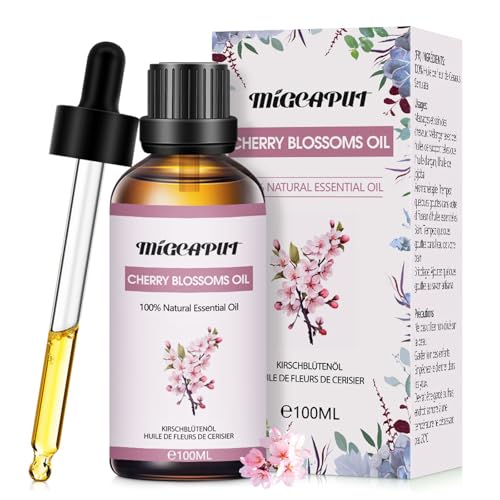 MIGCAPUT Aceite Esencial de Flores de Cerezo 100ML, 100% Natural Aceites Esenciales de Aromaterapia para Humidificador Difusor, SPA, Masaje, Dormir, Jabón Artesanal
