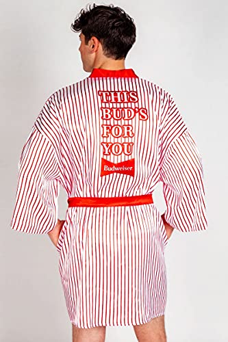 Shinesty Men's Vintage Budweiser Satin The 1876er Striped Robe4