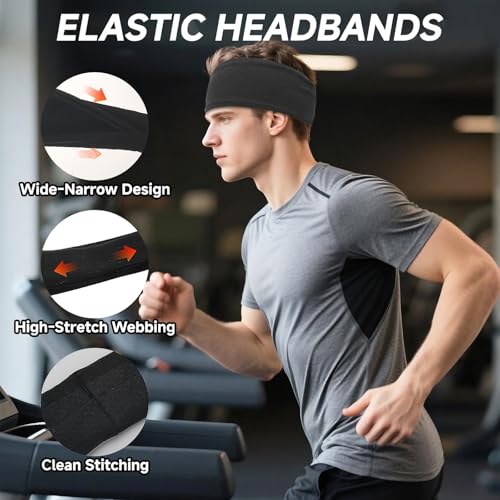 Image of Sweat Headbands for Men,6 Pack Workout Sports Hairband for Gym, Ideal for Fitness,Running,Cycling,Hike