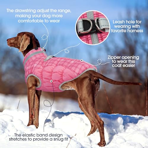 Image of FUAMEY Dog Winter Coat Fleece Warm Medium Dog Coat with Harness Built in