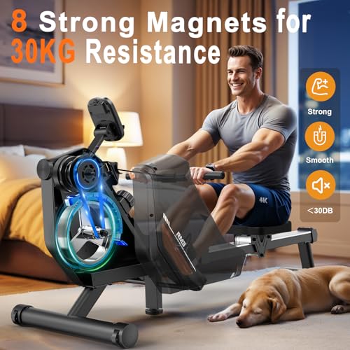 MettleMatic Máquina de remo para el hogar, máquina de remo con 16 niveles de resistencia magnética, hasta 300 Newton, remo Bluetooth, 150 kg de capacidad de carga, 2 años de garantía - Imagen 3