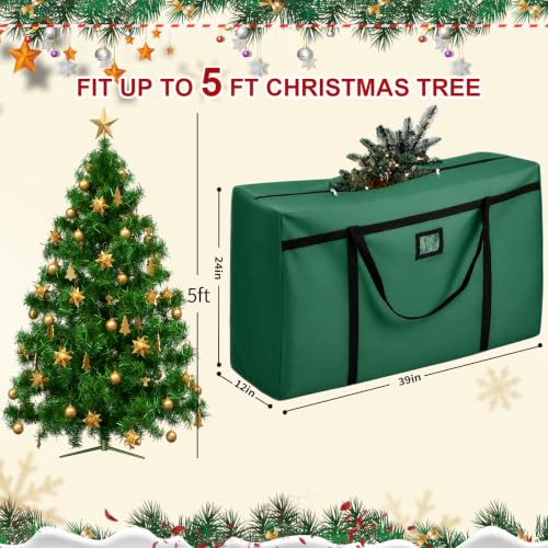 Image of Christmas Tree Storage Bag, Fits 4 /5 Ft Artificial Trees, Green