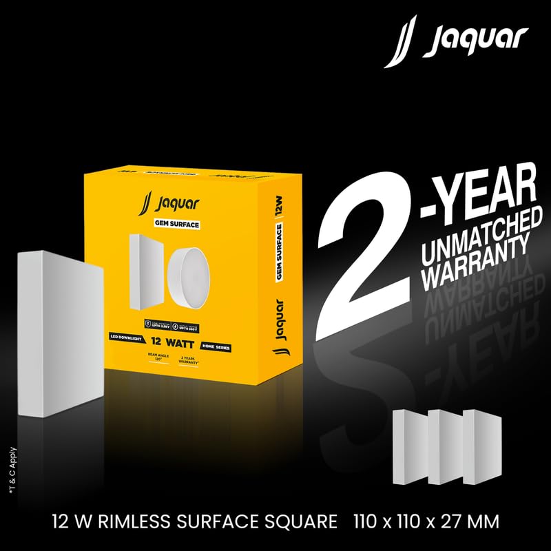 Image of Jaquar 12W Gem Trimless Square Surface Downlight Warm White Pack 1
