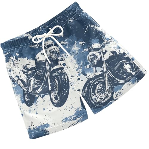 Pigsaly Boys' Swim Board Shorts Blue Motorcycles Boy's Swim Trunks Kids Swimwear 4T