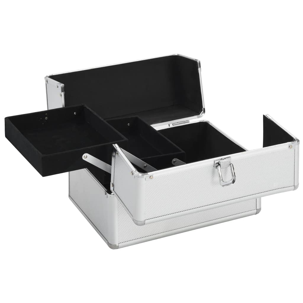 Kosmetikkoffer Aluminium Schminkkoffer 22x30x21 cm Silbern für Kosmetik Beauty Case Abschließbar