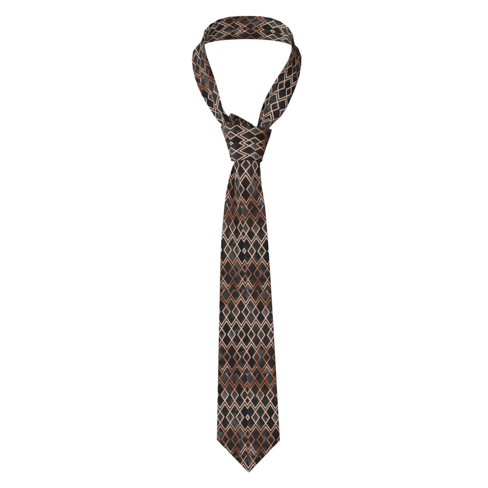 YUNWEIKEJI Geo diamantes de cobre y negros, Corbatas Corbatas para hombre Poliéster Novedad Corbata flaca para el banquete de boda Novio Padrinos de boda