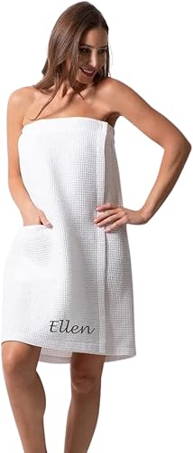 Miniatura 8 de Toalla de spa personalizada para mujer, envoltura corporal suave y absorbente, toallas de baño personalizadas con nombre bordado, gris, talla LXL