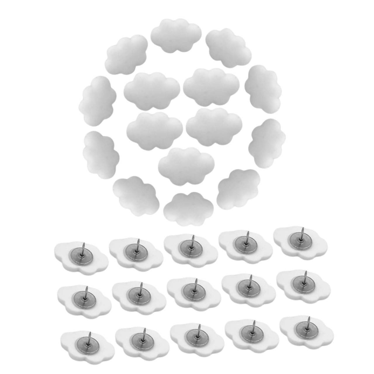 HOMSFOU 5 Sätze Tragbare Stecknadel Für Farbig Korkboard Creme Planke Stifte Mini-stöpsel Reißnägel Schieben Pinnwand Reißnägel Cartoon-stecknadeln Metall Weiß 30 Stück * 5