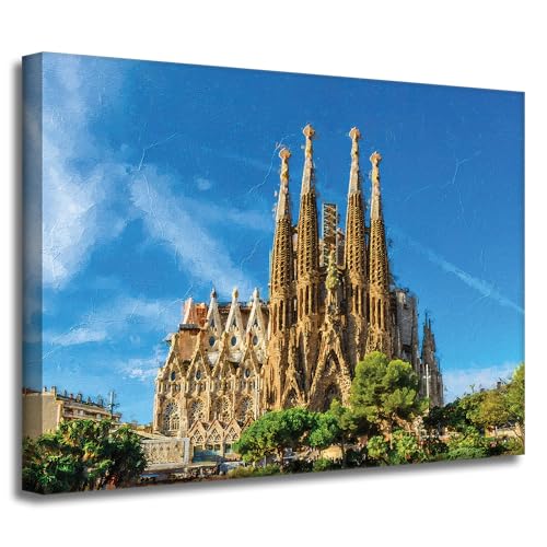 GP TONER Quadro su tela decorazione dell'ufficio e della casa Sagrada Familia Barcellona Spagna 40x30 cm