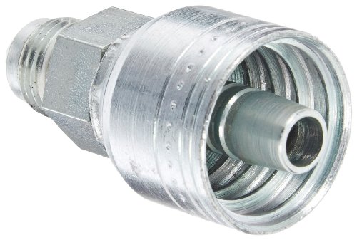 Image of Aeroquip 1AA6MJ6 Carbon Steel Global TTC (Thru the Cover) Crimp Hose Fitting Male SAE, Straight, 3 /8 inch Hose ID, 9 /16 inch - 18 Thread