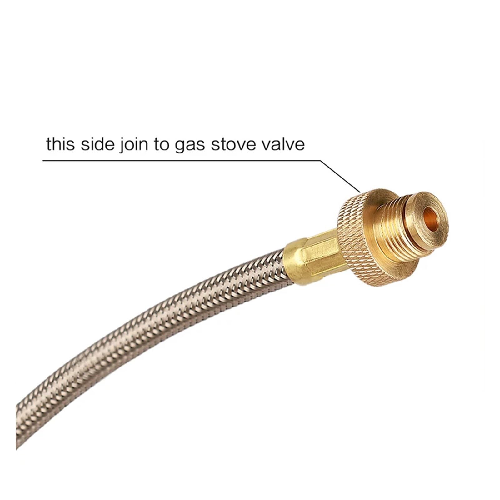 Tubo de conexión de gas Manguera trenzada de acer Tubo de extensión for estufa de camping al aire libre, conector de válvula de combustible(Adapter and Tube-A)