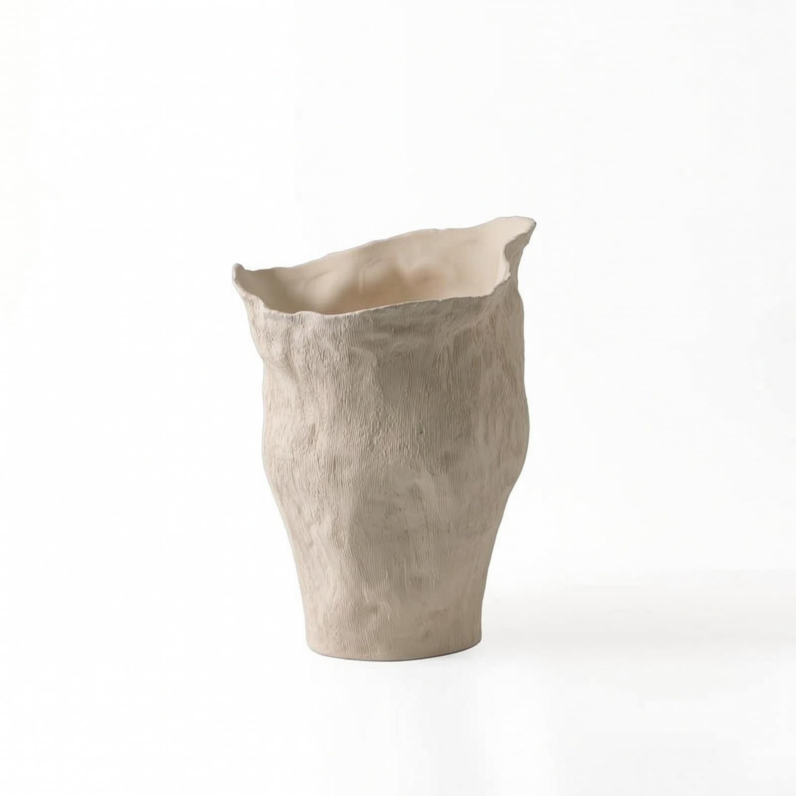 MagiDeal Jarrón de Cerámica Florero Escultural Vaso Decorativo Centro de Mesa Barro con Pátina Artesanal y Acabado Mate Que, Beige, D款, 34.5 34.5 H46.5cm