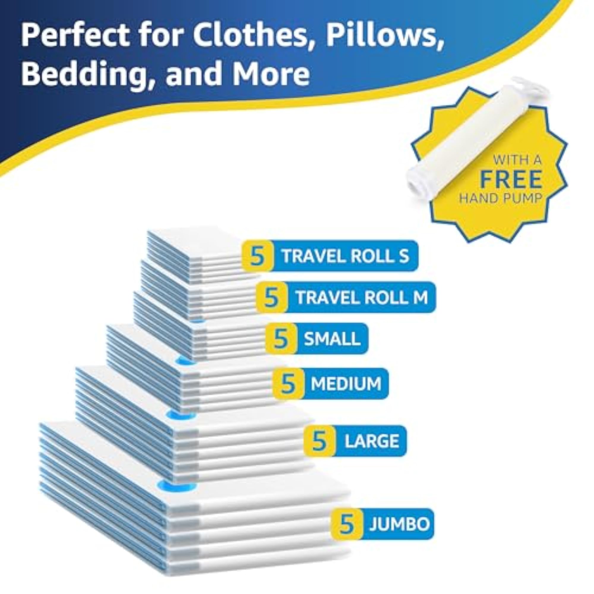30 Pack Vacuum Storage Bags, Compression Storage Bags for Bedding