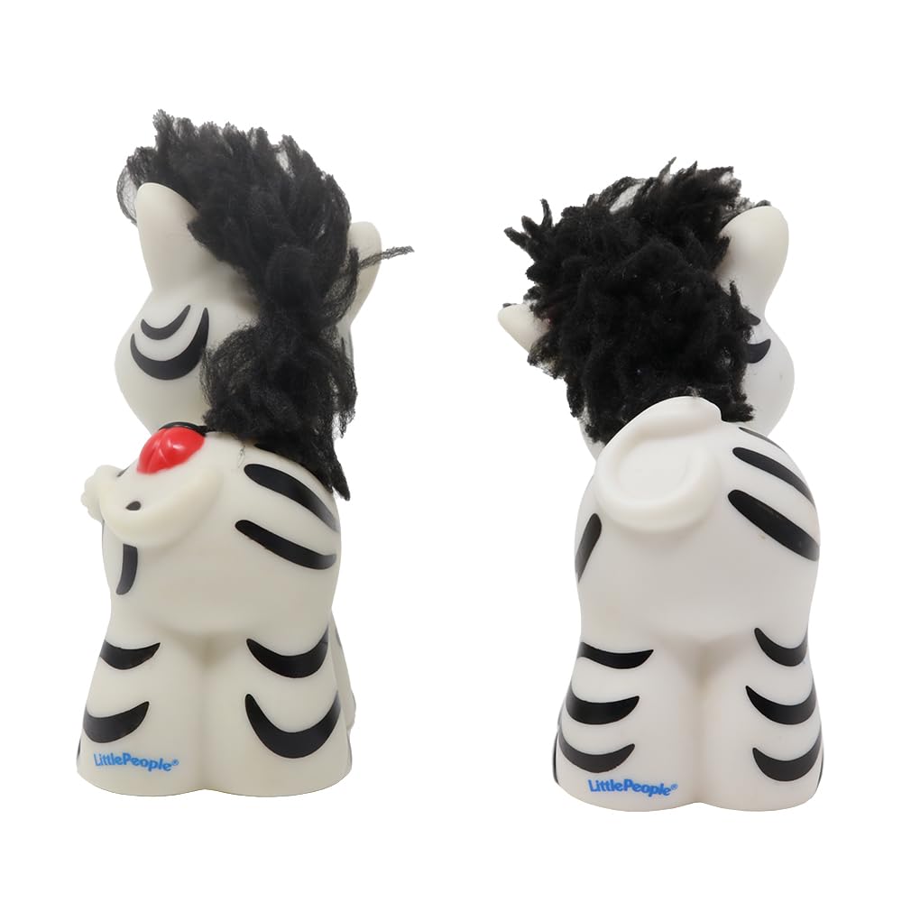 Fisher-Price Ersatzteile für Sammlerstück Little People Arche Noah oder Zoo Spielset K0475 - Ersatz Zebra Figuren mit Touch and Feel Mähnen - Marienkäfer auf Rücken und Kopf