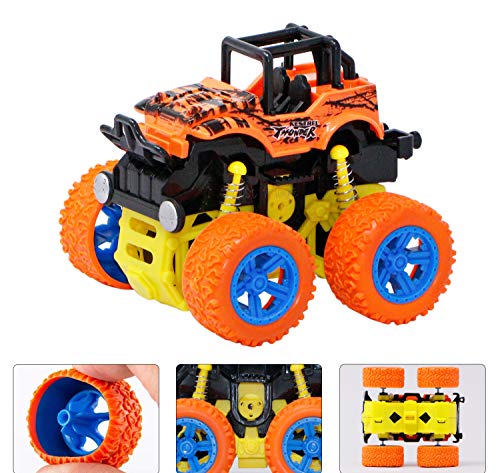 Image of Zest 4 Toyz Unbreakable Monster Truck Friction Powered Cars Toys Big Rubber Tires 360 Degree Rotation Stunt 4WD Cars Birthday Gift for Kids (Multicolor) Pack of 4