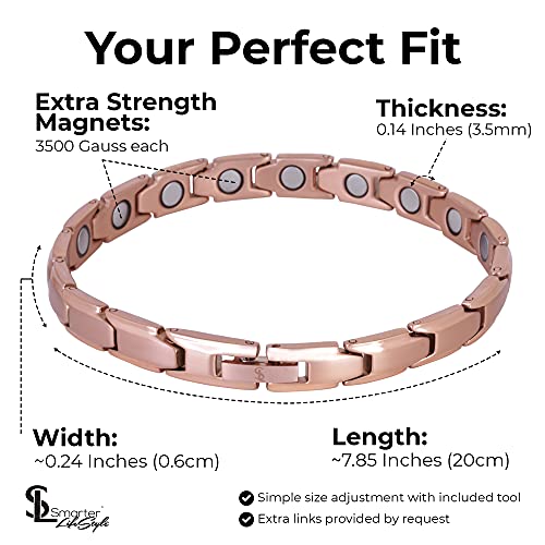 Smarter Lifestyle Elegant Titanium Magnetic Therapy Bracelet For Women, Pain Relief For Arthritis And Carpal Tunnel - Magnetic Bracelets For Women, Womens Magnetic Bracelet (Rose Gold) #TOP3