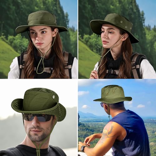 Image of Sun Hats for Men Women Boonie Hat Foldable Fishing Hat UPF 50+ Bucket Hat for Fishing Hiking Garden Safari Beach